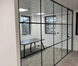 Partition Glass with Frameless Door & Crittal Banding