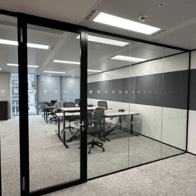 Partition Glass with Framed Glass Door
