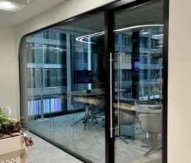 Shaped Glass Partition & Framed Glass Door