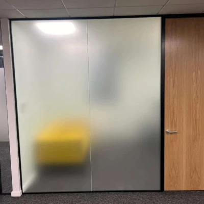Partition Glass and Door Frame with Timber Door